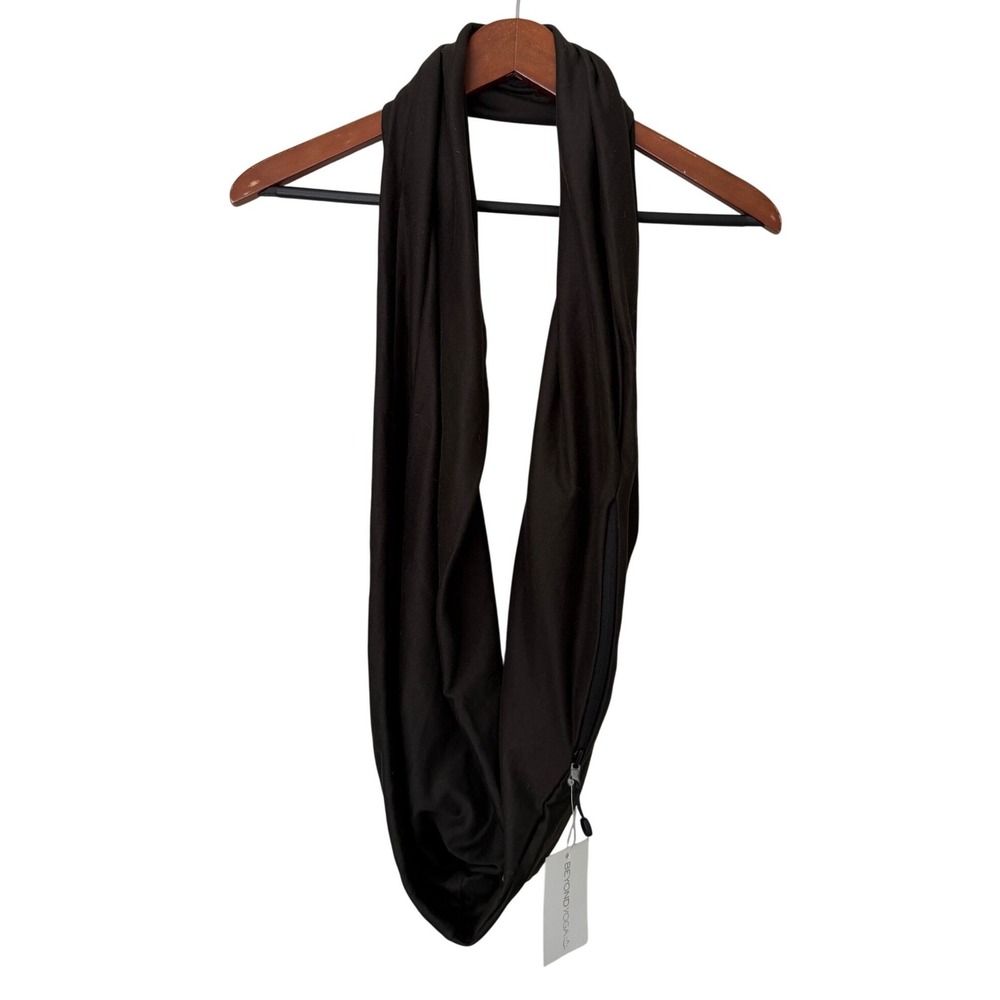 Beyond Yoga Brown Pocket Infinity Scarf Hidden Zipper Travel Scarf NEW